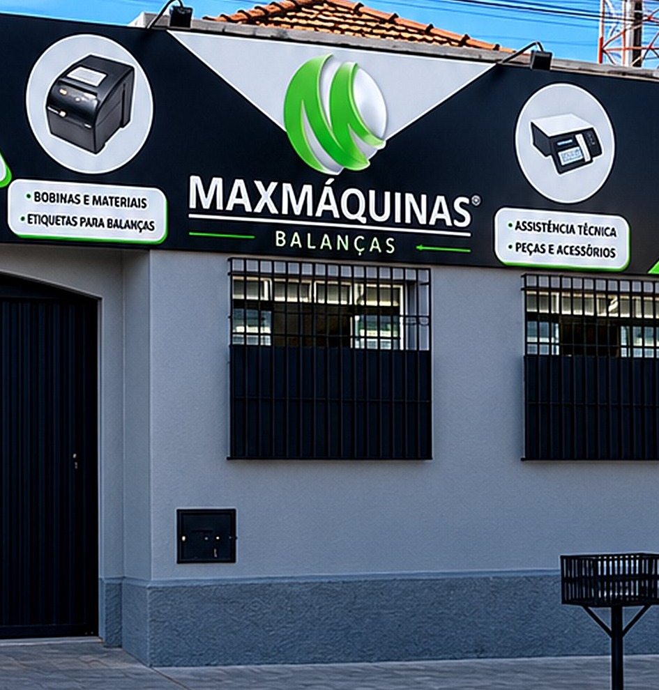 Fachada da Max Máquinas Balanças, em Uberaba